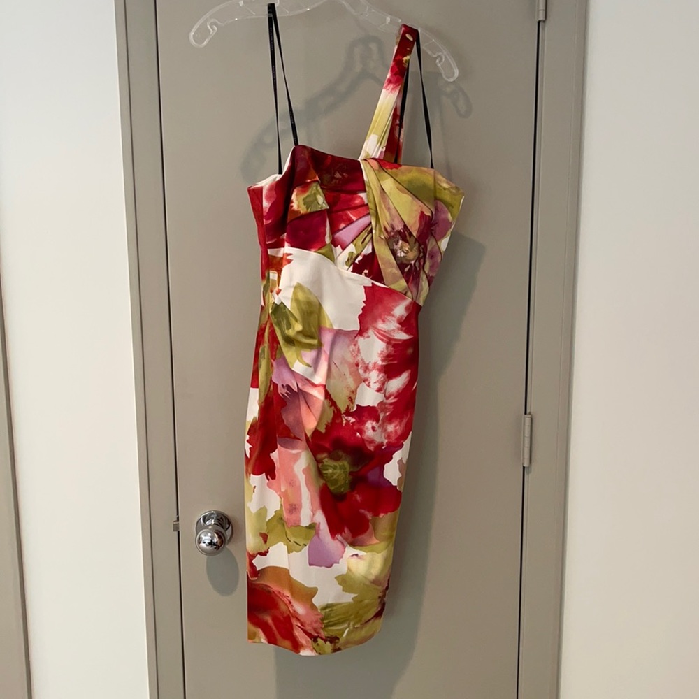 David Meister One Shoulder Dress